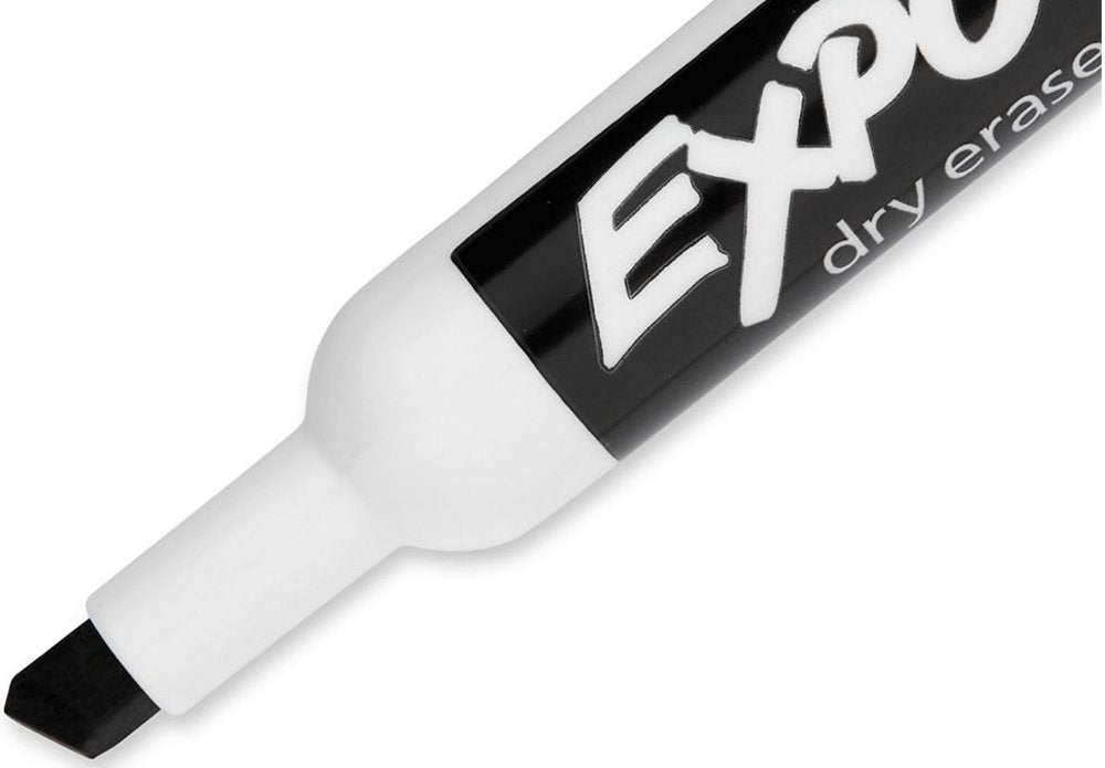 EXPO 80001 Low Odor Chisel Point Dry Erase Markers, Black, 12 Units per Box, Pack of 12 Boxes, 144 Markers Total
