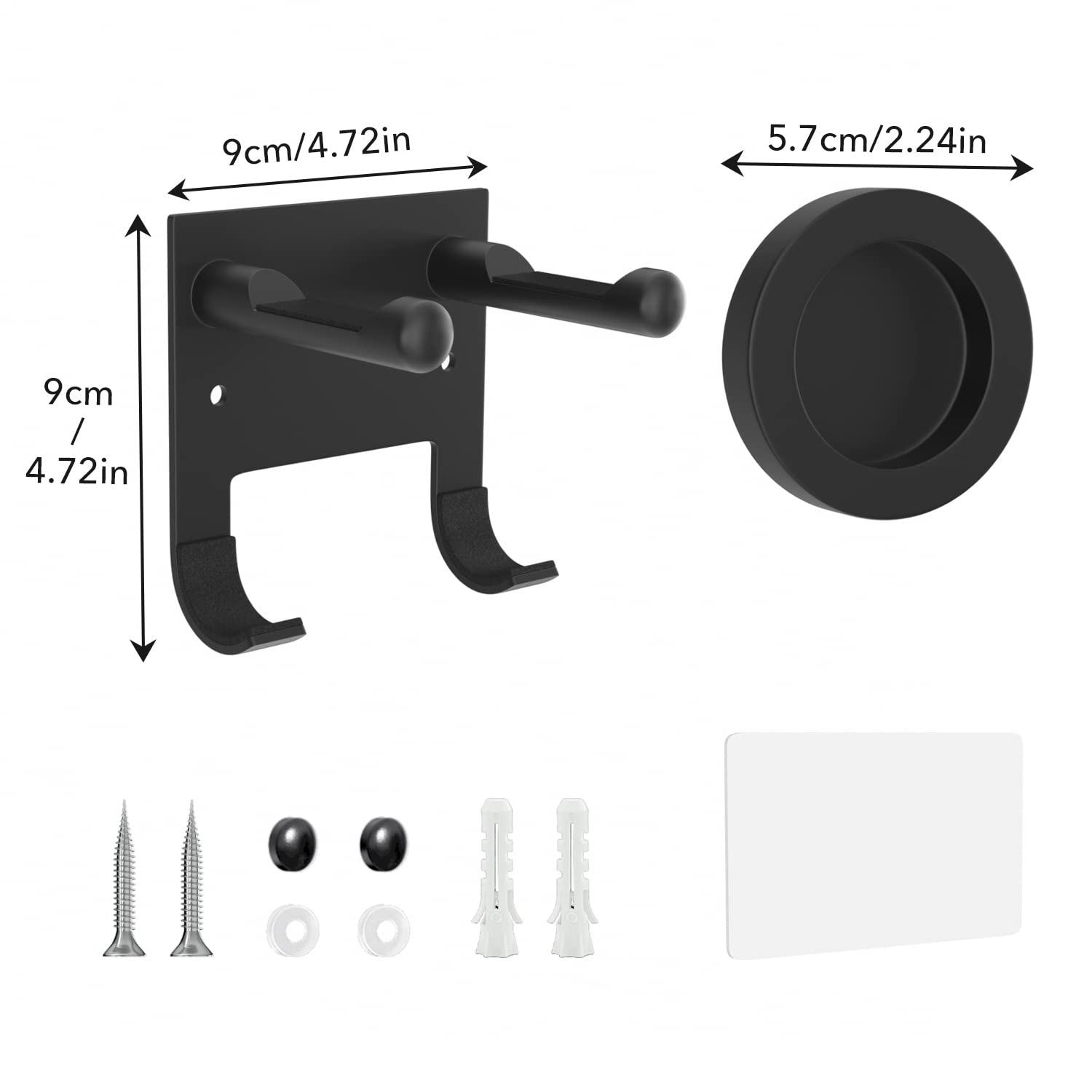 Hair Dryer Holder for Supersonic, with 4 Ring for Attachments Accessory Storage, with Wire Organization, Non-Slip Eva Protector, Black, Wall Mounted, Adhesive/Drilling