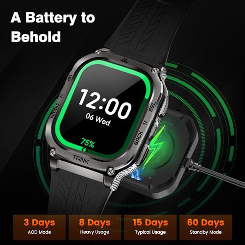 KOSPET Smart Watches for Men, 60-Day Battery Life, 50M Waterproof, Military(Full Metal), Answer/Make Call, Compatible for Android and iOS, 1.96'' AMOLED Always-on Display, AI Voice