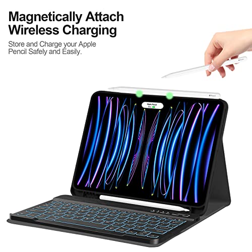 besky Keyboard Case for iPad Air 11 Inch Case with Keyboard M3/M2 (2025/2024) & Air Series (6th/5th/4th Gen), for iPad Pro 11 (4th/3rd Gen)，with Wireless Detachable Backlit Keyboard - Pencil Holder