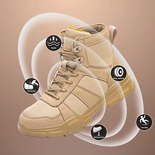 ARCHINSERT Safety Shoes for Men Women Outdoor Protection Steel Toe Shoes Waterproof Non Slip Resistance Construction Boots