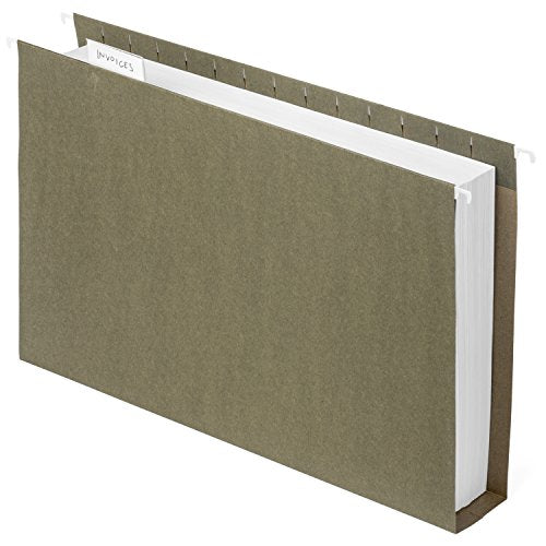 Blue Summit Supplies Legal Size Hanging File Folders, 2" Expansion, 1/3 Cut Adjustable tabs, Legal Size, 5 Tab Locations, Designed for Legal and Law Office File Organization, Standard Green, 25 Pack