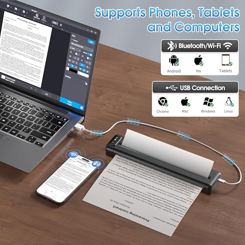 Phomemo Ultra-Light Q302 Portable Printer, Wireless Inkless Thermal Printer, WiFi Bluetooth Printer for US Letter/A4/A5/B5 Thermal Paper, Compact Printer, Compatible with Android iOS Phone & Laptop