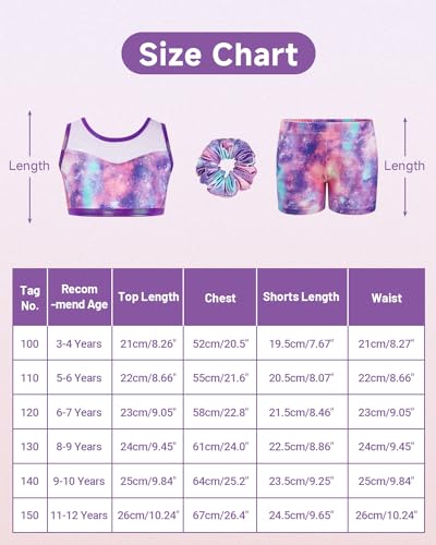 JiAmy Two Piece Gymnastics Leotards for Girls, Sleeveless Sparkly Dance Biketards with Shorts Ballet Tumbling Outfit purple 5-6 Years