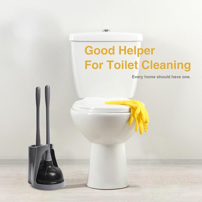 Toilet Plunger and Bowl Brush Set - Complete Bathroom Cleaning Combo for Effective Toilet Maintenance - Durable Tools for Unclogging and Scrubbing Toilets (White)