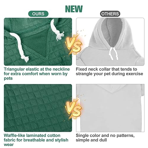 BEAUTYZOO Dog Sweaters for Large Dogs Girls Boys, Warm Winter Dog Hoodie Sweatshirt with Pocket & Leash Hole,Soft Waffle-Like Laminated Cotton Pet Clothes for Big Breeds Indoor Outdoor Cold Weather