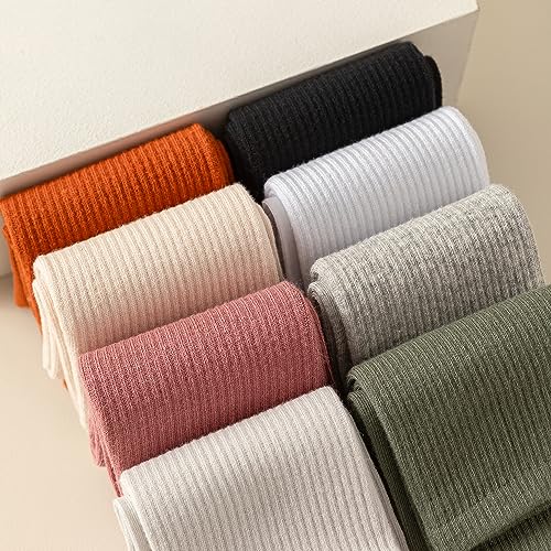 ANYANIME Crew Socks for Women Soft Cotton Socks Comfortable And Breathable Cute Socks Light2 8 Pairs Pack Size 5-9