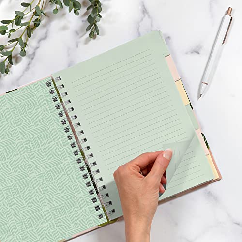 Studio Oh! Edith Notebook, 6.8" x 9.3" Hardcover Cute Daily Journal for Work, School, Spiral Binding, Tabs, 6 Color Coded Sections, 192 Pages, Lined, Dotted, Graph, 100 GSM Paper Weight, Au Pears