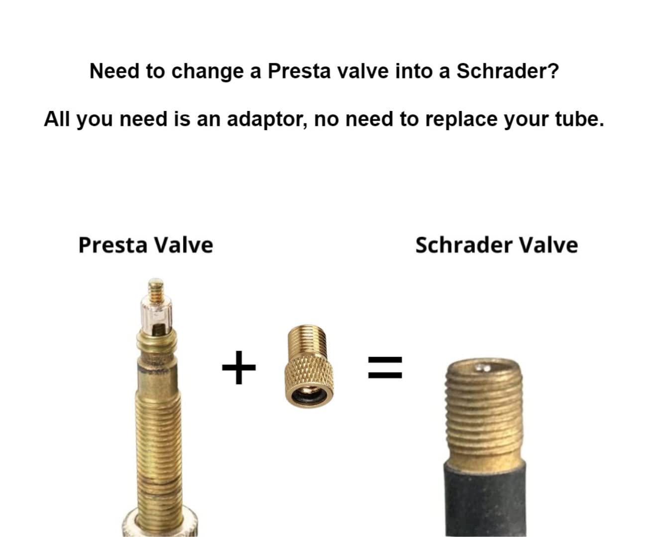Presta to Schrader Valve Adapter for Bike, Inflate Presta Valve Tire with Air Compressor or Regular Bike Pump Brass, 5 Pieces