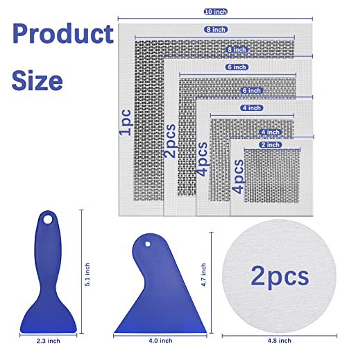 BAYTORY 15Pcs Drywall Patch Repair Kit, 2/4/6/8 inch Aluminum Plate Self-Adhesive Fiberglass Mend Wall Holes, Quick Repair for Ceiling Plasterboard Dry Wall Hole Covering Patches Kits