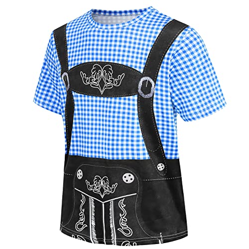 Colorful House Octoberfest Costume Bavarian Shirt Octoberfest Costumes Mens Lederhosen Shirt for Men(Black, Medium)