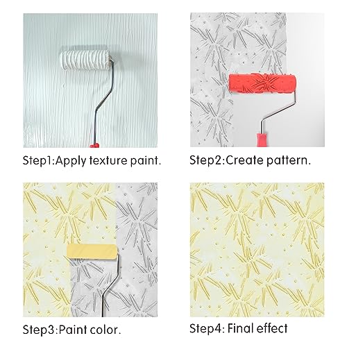 Nichiyo 7'' Texture Roller DIY Decorative Art Pattern Paint Roller Rubber Roller for Walls, Furnitures and Floors Decoration(EG092T)
