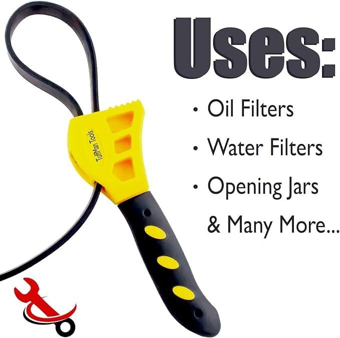 Oil Filter Wrench Adjustable Set - 2pcs, Plumbing Wrench for 4 to 6 Inches Tight Spaces Use as Jar Opener, Rubber Strap Used by Mechanics, Plumber Tools - Adjustable Straps