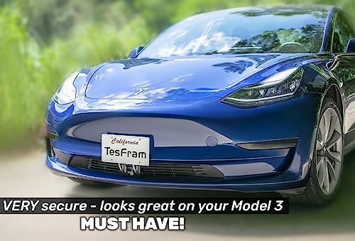 TesFram 2023-2017 Model 3 License Plate Mount, Height-Adjustable & NO Drilling Front License Plate Holder with Anti Theft Features (Not Compatible with Highland Version)