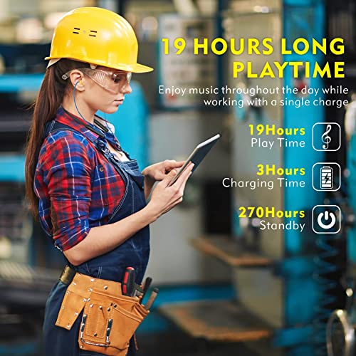 MIPEACE Bluetooth Earplug Headphones, Neckband Wireless Earbuds earplugs-29db Noise Reduction isolating in-Ear earplug Earphones and Controls,IPX5 sweatproof,19+Hour Battery(Blue)