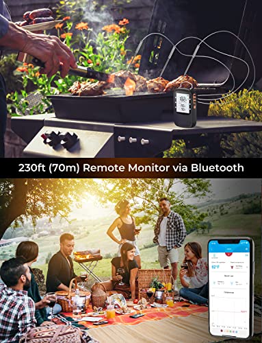 Govee Bluetooth Meat Thermometer, Wireless Meat Thermometer for Smoker Oven, Digital Grill Thermometer with 2 Probes, Timer Mode, Smart LCD Backlight BBQ Thermometer for Cooking Turkey Fish Beef