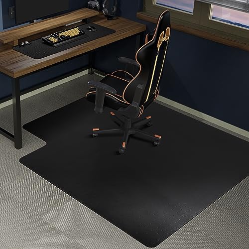 Chair Mat for Carpet, SALLOUS 48"x36" Office Chair Mat for Carpeted Floors, Heavy Duty Chair Mat with Grips, Rolling Computer Desk Floor Mat with Lip (Black)