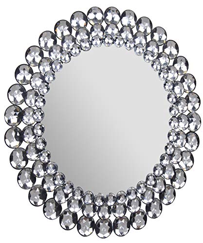 Everly Hart Collection Round Jeweled Mirror, 17" x 17"