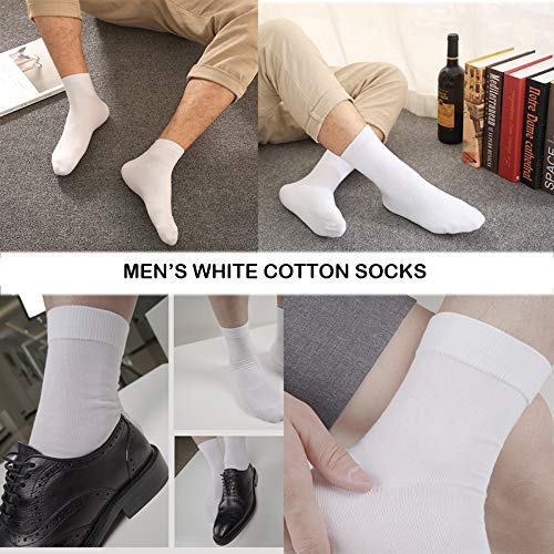 Ait fish Men's 100% Cotton Crew Socks Black and White Pack of 5 for All-season