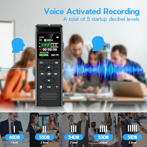 136GB Digital Voice Recorder One Click, Voice Recorder with Playback HD Recording Easy Control, Large Screen 7000 Hours Sound Audio Recorder Recording Tape for Lectures Meeting MP3 Player