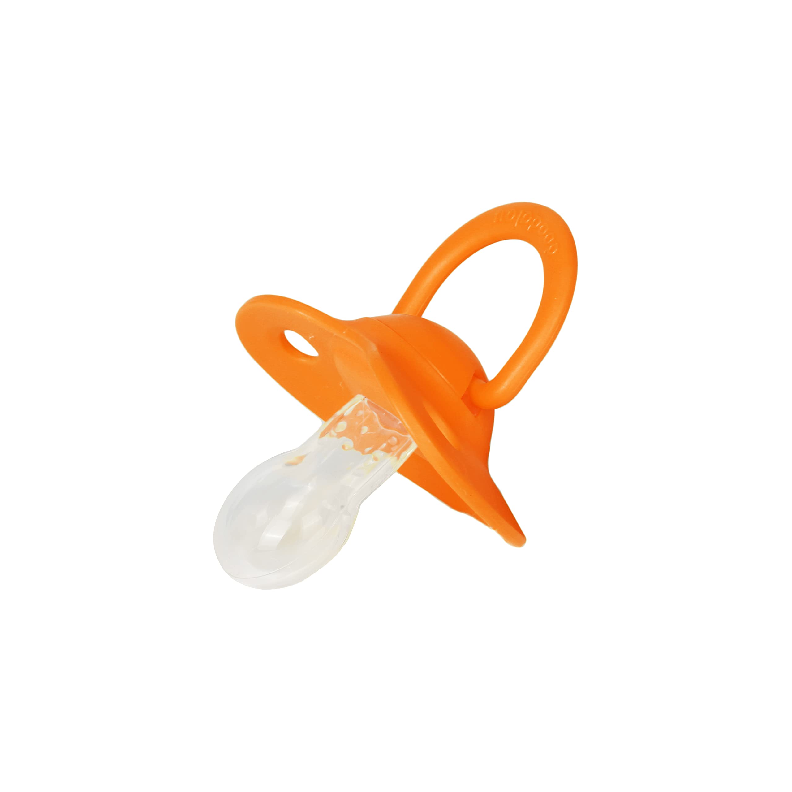 Doodalou Silicone Baby Pacifier - Set of 2 | Safe, Hygienic, and Soothing Teething Relief for Babies | Newborn Pacifier | 100% Medical Grade Silicone, Dishwasher Safe - Orange Black Small