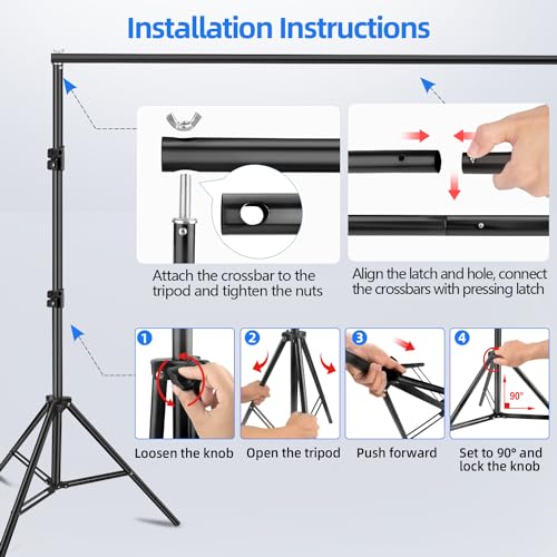 Photo Backdrop Stand, 10x6.5 ft Background Stand for Photoshoot, Hemmotop Adjustable Backdrops Stand for Parties, Photography, Photo Booth, Projector Screen