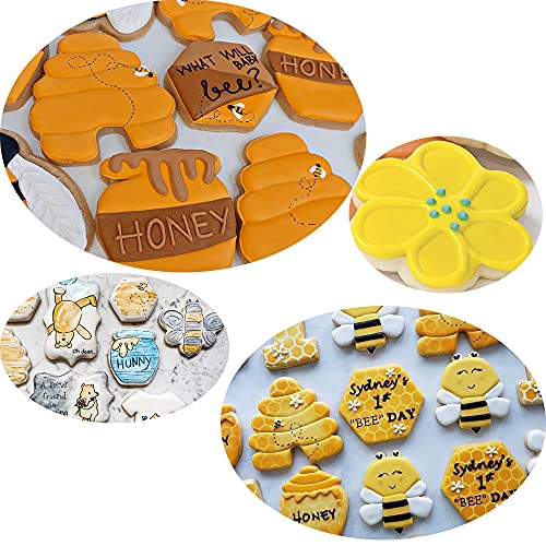 KUKIFUN 6Pack Bee Cookie Cutters Set, Bee,Beehive,Honey Jar,Winnie the Pooh,Flower Shapes Stainless Steel Biscuit Molds for Honey Bee Party Baking Muffins Sandwiches Cake Fondant Birthday Decoration