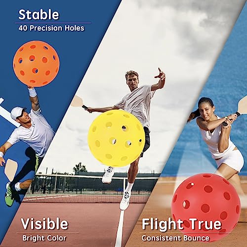 Pickleball Balls, 6 Pack 40 Holes Outdoor Pickleball Balls with Mesh Bag for Sport Indoor Play, High Elasticity & Durable Pickle Balls for All Style Pickleball Paddles, Gifts for Pickleball Lovers