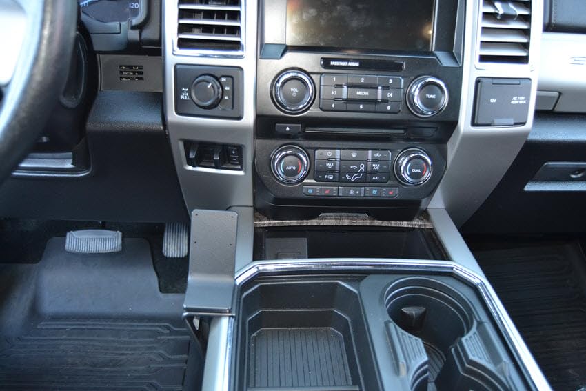 Scosche ProClip Left-Hand Console Mount Compatible with 2015-2020 Ford F150, 2017-2021 Ford F250/350/450/550 & Super Duty Trucks with StuckUp Universal Phone Mount Bundle