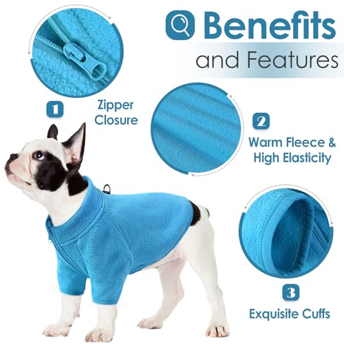 AOFITEE Dog Fleece Sweater, Small Dog Sweater, Stretch Dog Sweaters for Small Dogs Girl Boy, Fleece Dog Vest Puppy Sweater, Lightweight Dog Winter Jacket Sweatshirt with D-Ring and Turtleneck, XS