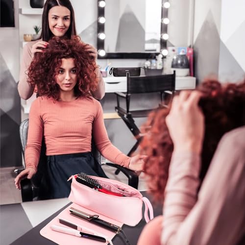 ANGENIL Large Capacity Hair Tools Travel Bag Heat Resistant Mat for Flat Irons, Curling Iron, Hot Air Brushes, Hair Dryer and Care Accessories, Portable Hot Tool Mat Bag 2 in 1