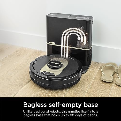 Shark Matrix Plus 2in1 Robot Vacuum & Mop with Sonic Mopping, Matrix Clean, Home Mapping, HEPA Bagless Self Empty Base, CleanEdge, for Pet Hair, Wifi, Black/Gold (AV2610WA)