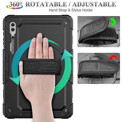 SEYMAC stock for Samsung Galaxy Tab S9 Ultra/ S8 Ultra Tablet Case 14.6'' with Screen Protector Pencil Holder [360 Rotating Hand Strap] &Stand, Case for Galaxy Tab S9 Ultra/ S8 Ultra 14.6'', Black1