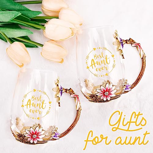 OEAGO Gifts for Women Mom Mothers Valentines Day Tea Cup Best Birthday Butterfly Rose Gifts for Her from Daughter Son Glass Coffee Christmas Enamels Mug Lead-Free with Spoon Set