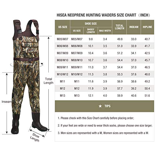 HISEA Neoprene Chest Waders for Men with 200G Boots Duck Hunting Waders with Boot Hanger