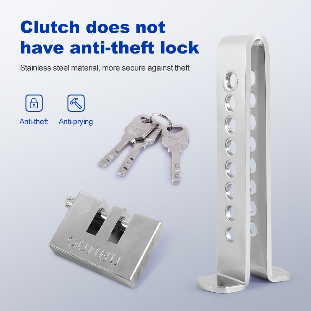 Auto Anti-Theft Car Brake Clutch Lock Safety Tool，Stainless Steel Auto Car Clutch Brake Security Protection Tool,Throttle Pedal Lock with 3 Keys
