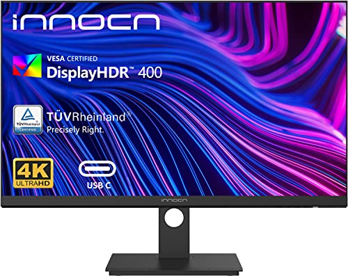 INNOCN 27" Computer Monitor 4K UHD 3840 x 2160 16:9 LCD IPS Display, 100% sRGB DP USB C HDMI PC Monitor HDR400, 1.07B+ Colors, Gravity Sensor