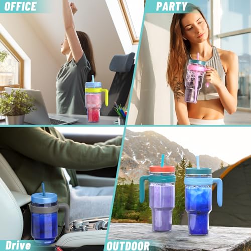 Tronco 50 oz Tritan Plastic Tumbler with Lid and Straw, BPA-Free Reusable Clear Water Bottle with Time Marker, 100% Leak Proof & Wide Mouth for Iced Coffee, Juice, Bubble Tea, Smoothies