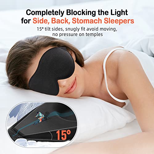 LitBear Sleep Mask for Side Sleeper Women Men, Eye Mask for Sleeping Light Blocking, 3D Contoured Cup Sleeping Mask, Soft Breathable Sleep Eye Mask with Adjustable Elastic Strap for Flight Nap