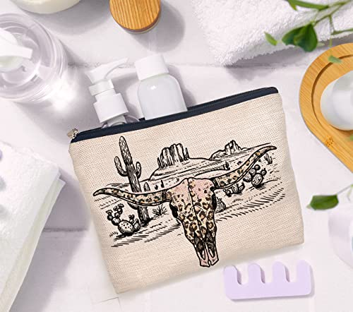 IWXYI Western Gifts Makeup Bag - Western Highland Cow Cosmetic Bags, Cow Makeup Bag, Cowgirl Gifts, Western Gifts for Women