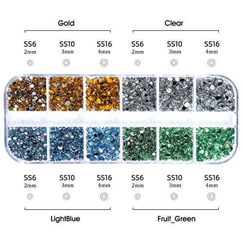 2 Boxes Flat Back Rhinestone&Pearls Kits for Nail Art, Face Makeup and Craft,Flatback Half Round Pearls White and Beige Color+ Black AB Crystal with Pickup Pencil and Tweezer