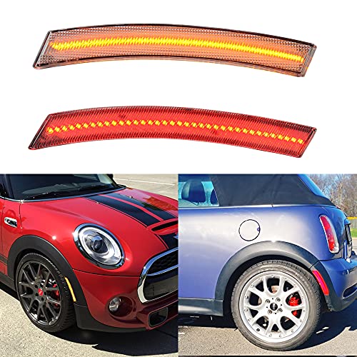 NSLUMO Amber Red LED Side Marker Light Front Rear Led Side Marker Light Assembly Clear Lens for MINI Cooper R50 R53 02-06 R52 Covertible 04-08 Led Auto Car Light Kit Clear Lens