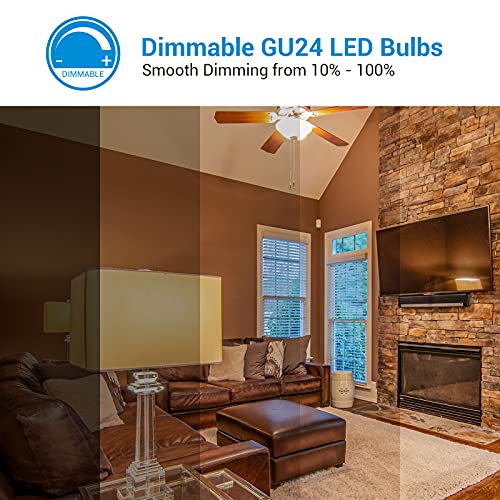 DEWENWILS GU24 LED Light Bulb, 60W Equivalent, Dimmable 2 Prong Light Bulbs, 2700K Warm White, 9W 800 Lumens, A19 Shape Bulbs, GU24 Twist Lock Base, UL Listed, 4 Pack