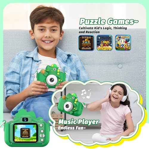 Kids Camera, masterbee Dinosaur Toys Camera for Kids, Christmas/Birthday Gifts for Boys and Girls, 1080P HD Kids Digital Camera, Children Camera Gift for 3 4 5 6 7 8 9 10 11 12 Year Old Blue