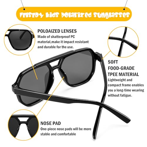 FEISEDY Kids Polarized Sunglasses for Boys Girls Aviator Sunglasses Lightweight Flexible UV400 Protection Age 3-12 B0045