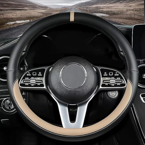Custom fit for Lincoln Car Steering Wheel Cover, Nappa Leather Car Steering Wheel Cover Non-Slip Steering Wheel Cove-r, Designed for Lincoln Interior Accessories (Black,for Lincoln)
