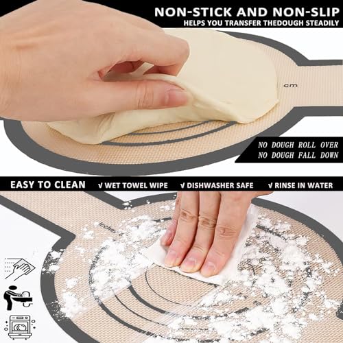 Silicone Bread Sling Oval and Round for Dutch Oven, KITMAL Non Stick Reusable Silicone Baking Mat with Long Handles Sourdough Bread Baking Supplies and Making Tools, Gray