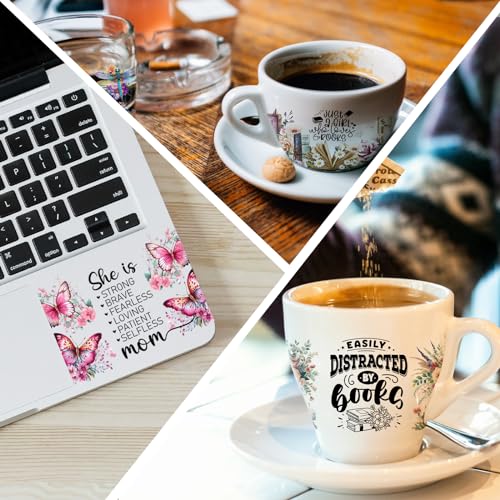Dorsbaby 8 Sheets UV DTF Cup Wraps for 16 OZ, The Waterproof Items Can be Widely Used on Glass Can and Wooden Crafts (Books and Flowers)