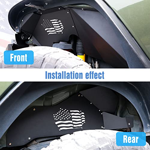 ROADER Front & Rear Inner Fender Liners US Flag Pattern Liner for 2007-2018 Jeep Wrangler JK JKU Unlimited Sport Sahara Rubicon 2/4 Doors