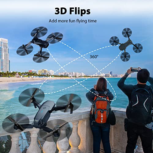 MOCVOO Drones with Camera for Adults Kids, Foldable RC Quadcopter, Helicopter Toys, 1080P FPV Video Drone for Beginners, 2 Batteries, Carrying Case, One Key Start, Altitude Hold,Headless Mode,3D Flips